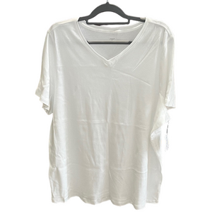 CJ Banks Classic White V-Neck Women's Cotton Top 3X